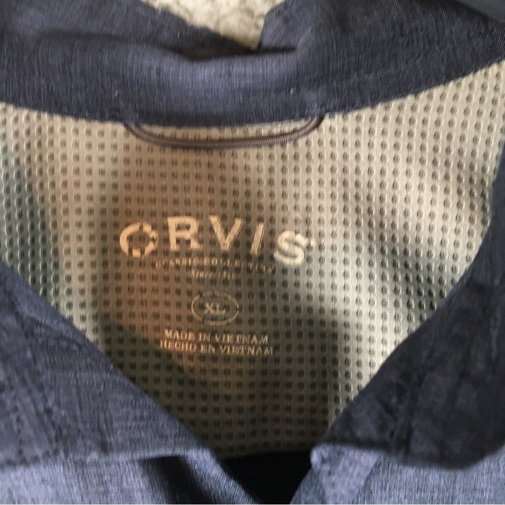 Orvis Shirt Men's XL Blue Short Sleeve Button Down Solid Light Weight Collared - Picture 5 of 10